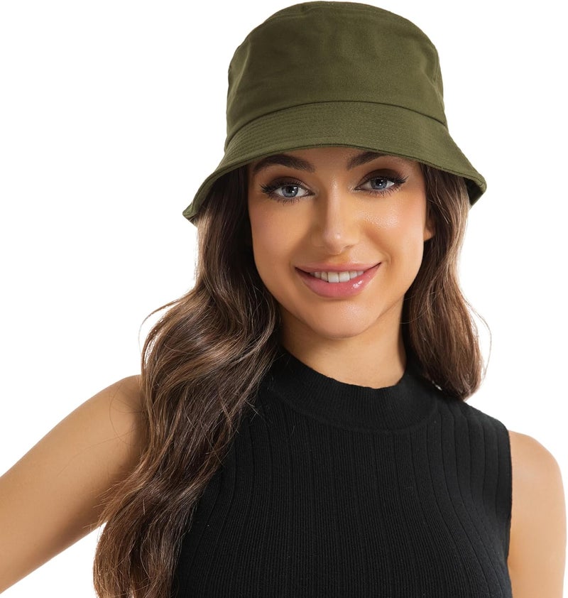 Wheebo Solid Color Bucket Hat for Women Summer Beach Fishmen Hat for Lady Adult Unisex Cotton Cap…… - Image 2